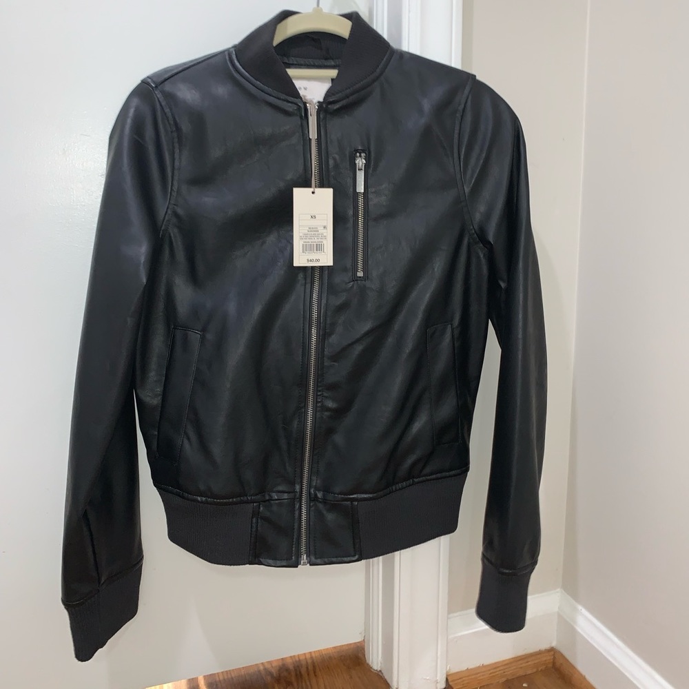 NWT Target | A New Day Faux Black Leather Bomber Jacket
